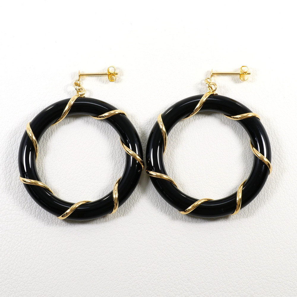 VINTAGE 18k Gold Onyx Earrings